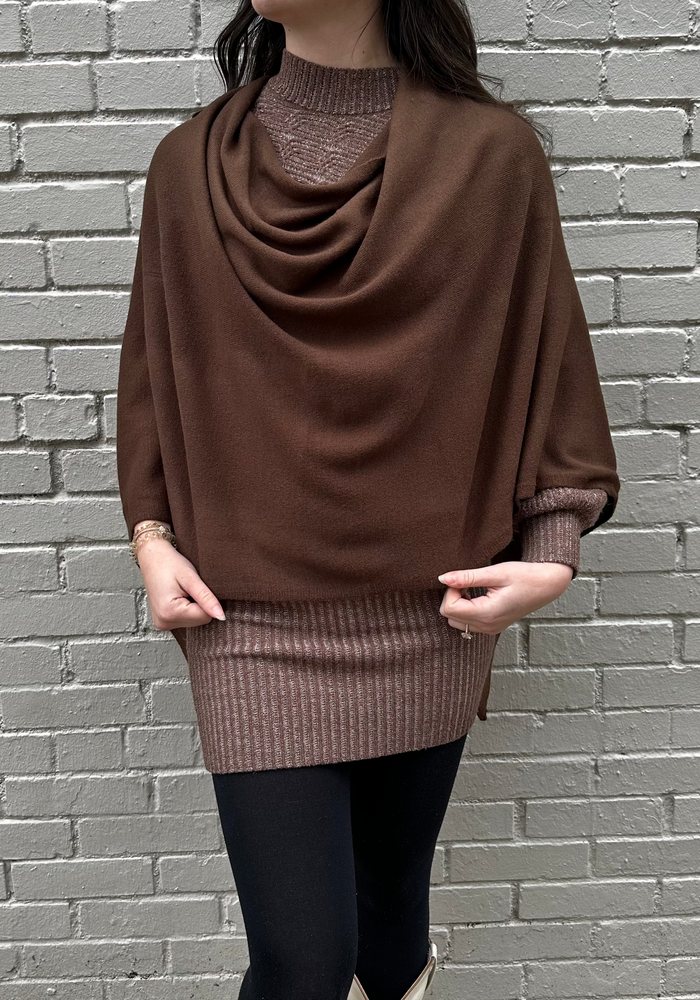 FAUX CASHMERE ASYMMETRIC TOPPER