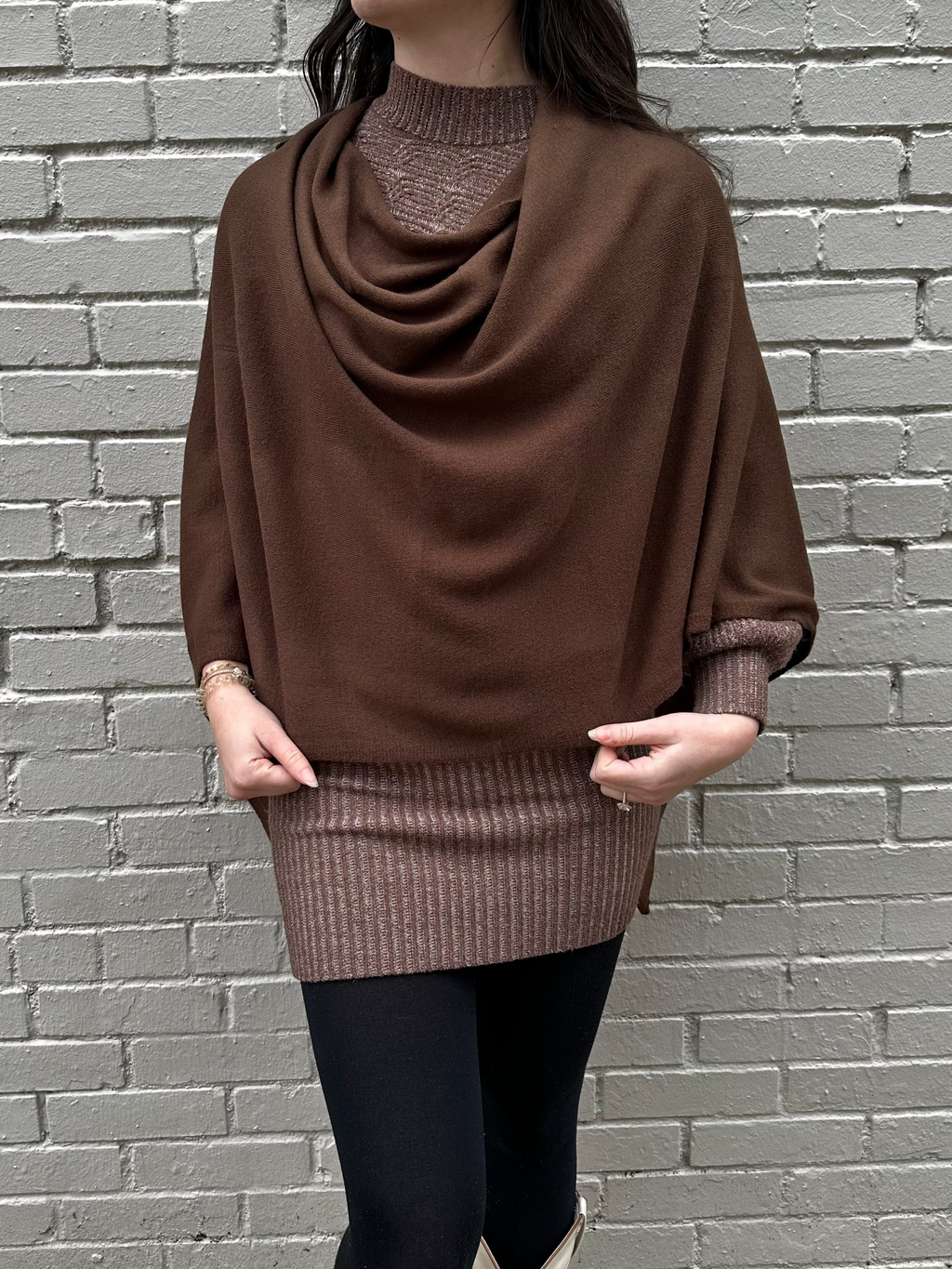 FAUX CASHMERE ASYMMETRIC TOPPER