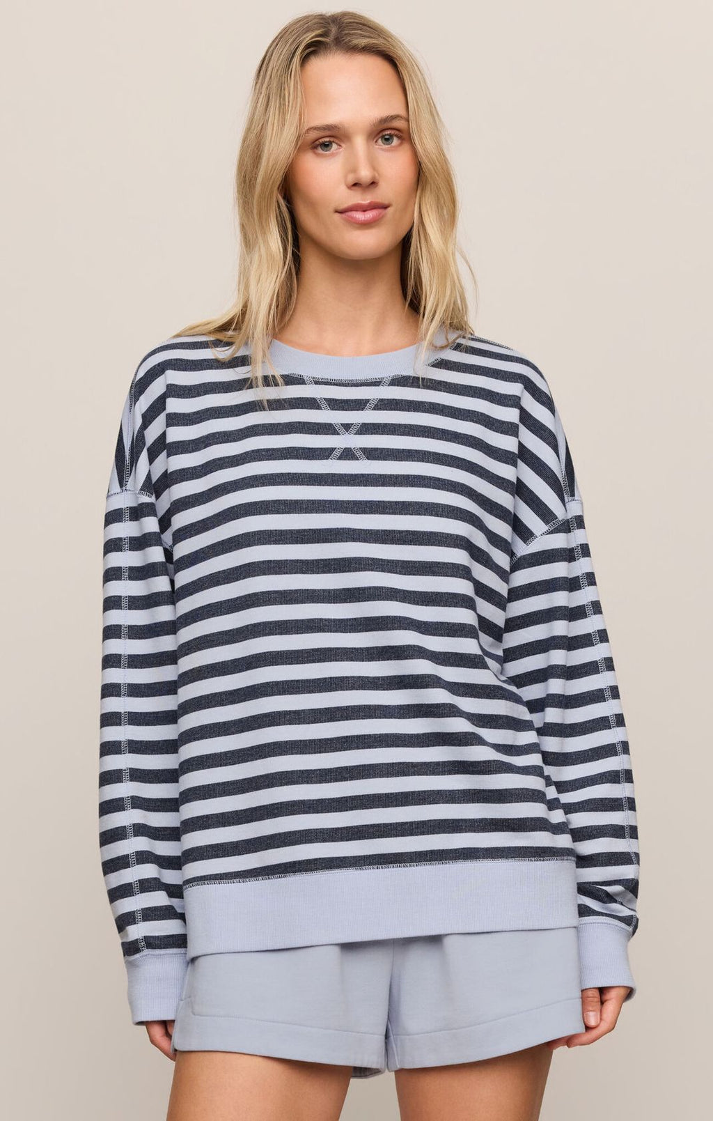 EVERYDAY FRENCH TERRY STRIPED CREW BLUE by Z Supply