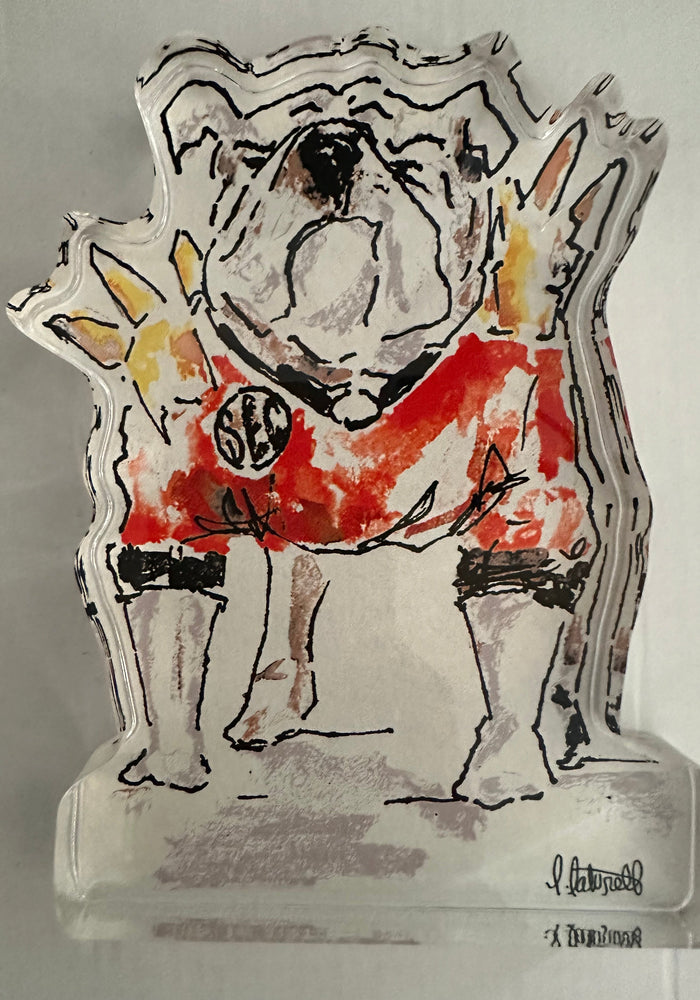 BULLDOG ACRYLIC BLOCK by LEAH LATURELL ART