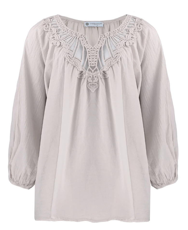 LUISA ITALIAN SILK BOAT NECK BANDED TOP