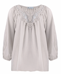LUISA ITALIAN SILK BOAT NECK BANDED TOP