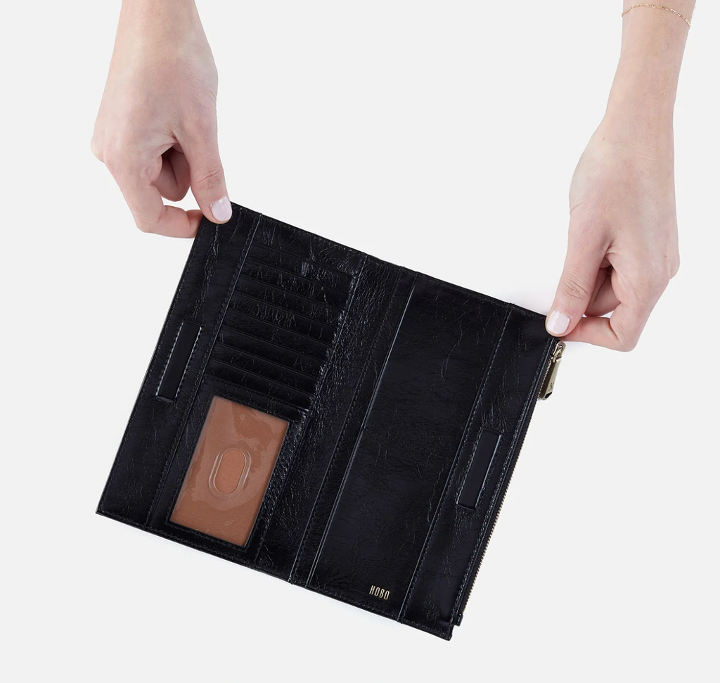 BLACK JILL LARGE BIFOLD WALLET by HOBO