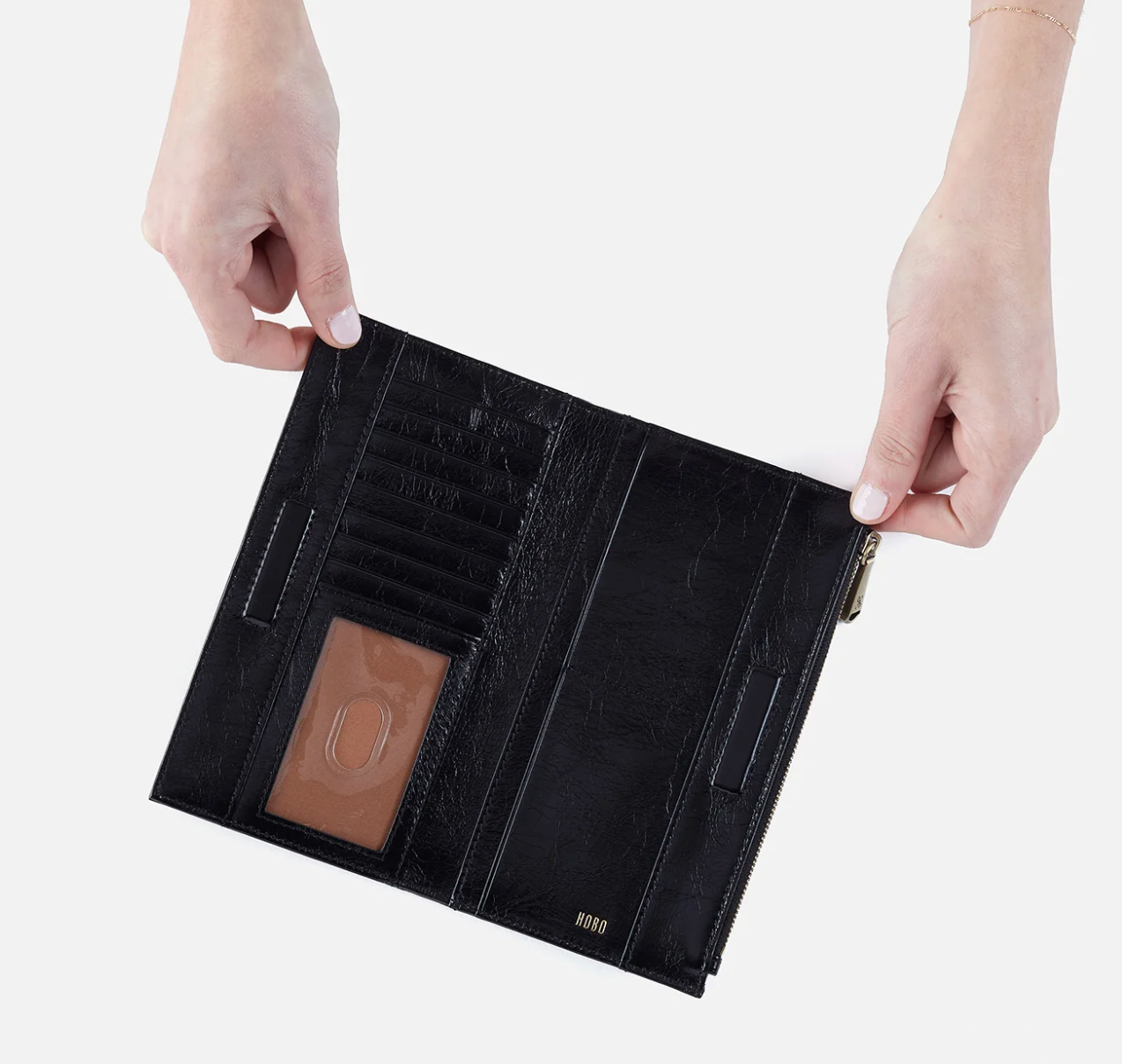 BLACK JILL LARGE BIFOLD WALLET by HOBO