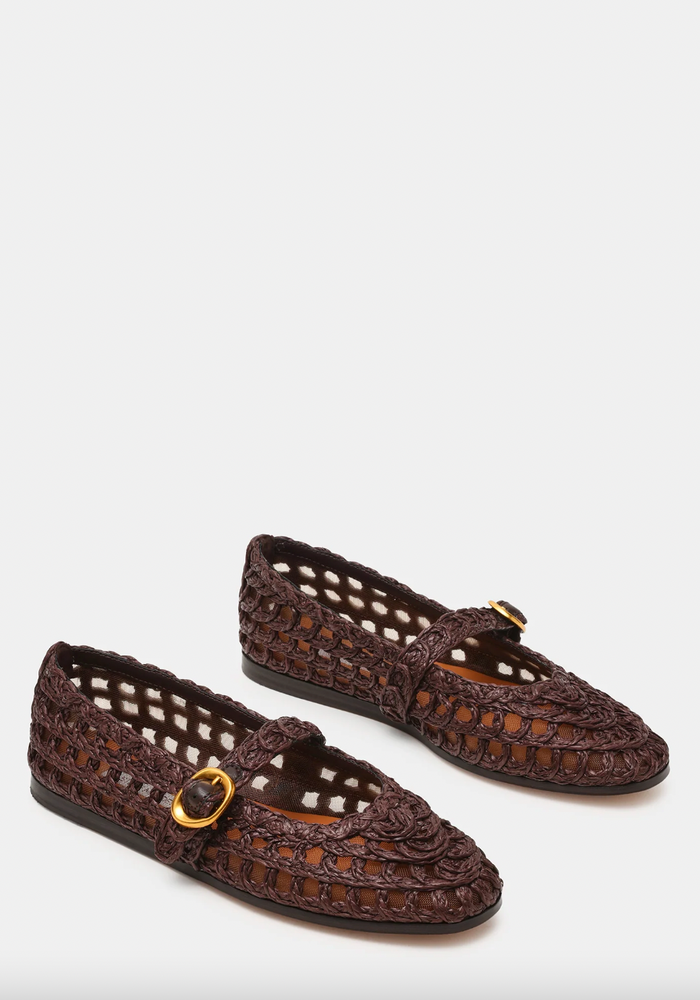 BROWN RAFFIA MELODY FLAT by Steve Madden