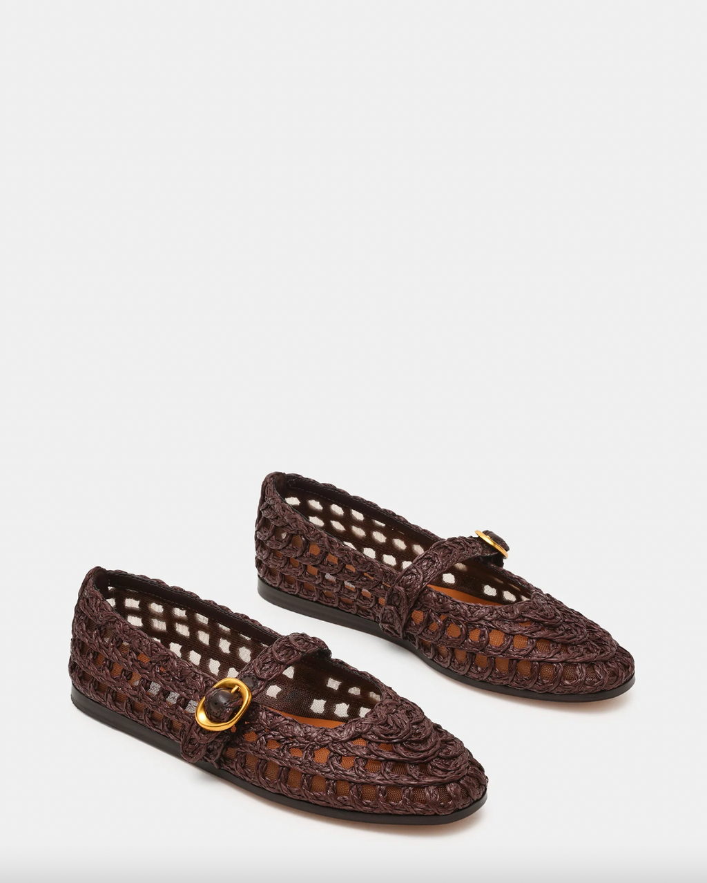 BROWN RAFFIA MELODY FLAT by Steve Madden