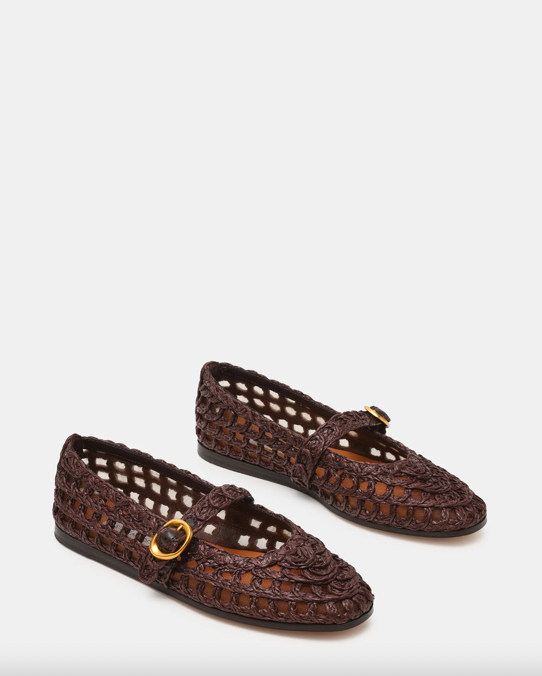 BROWN RAFFIA MELODY FLAT by Steve Madden