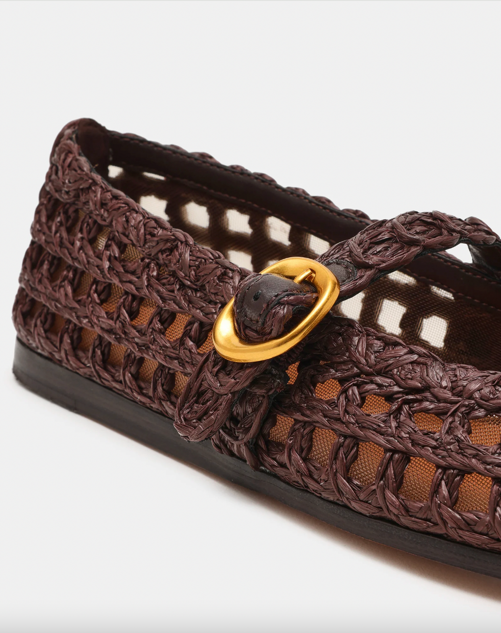 BROWN RAFFIA MELODY FLAT by Steve Madden