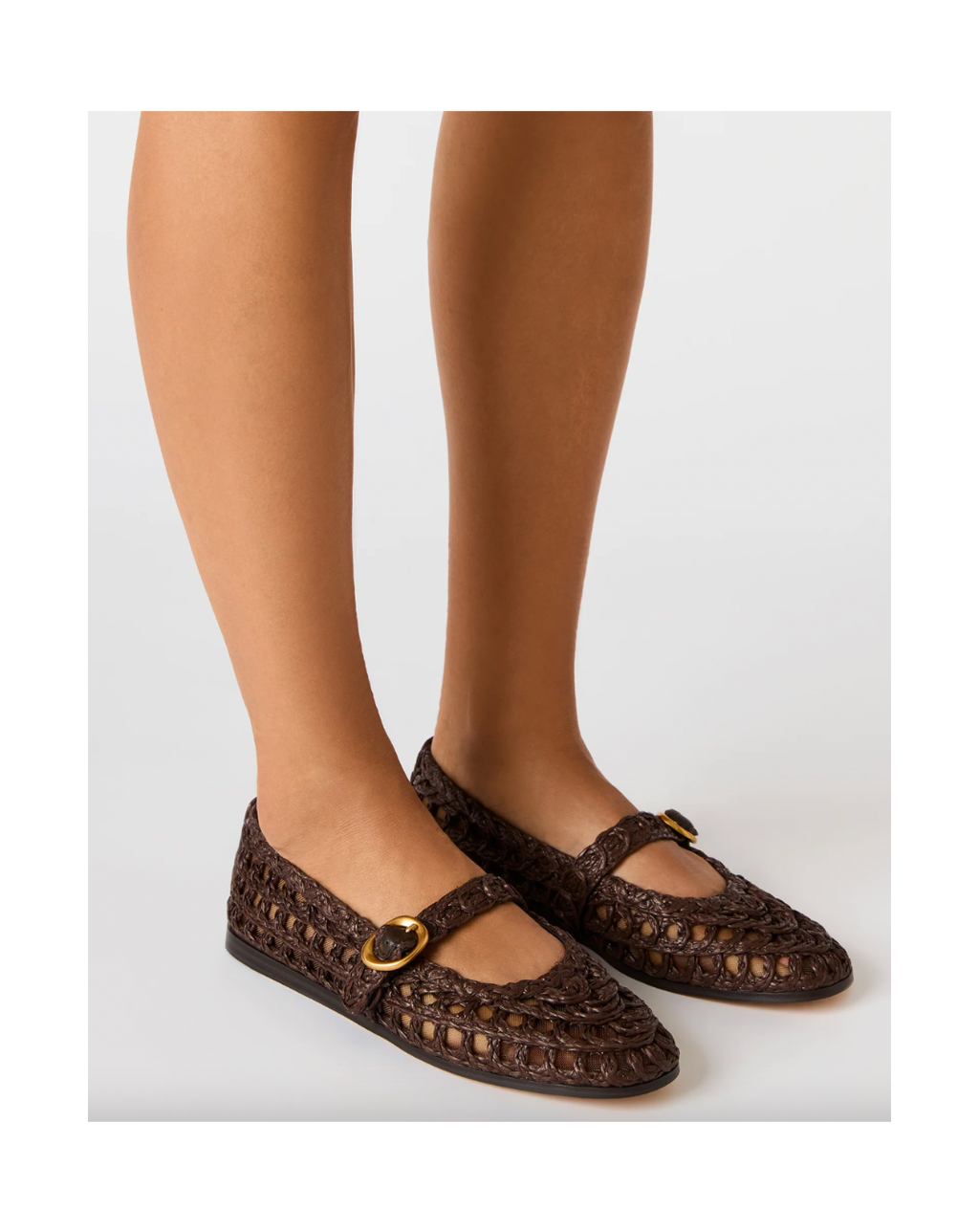 BROWN RAFFIA MELODY FLAT by Steve Madden