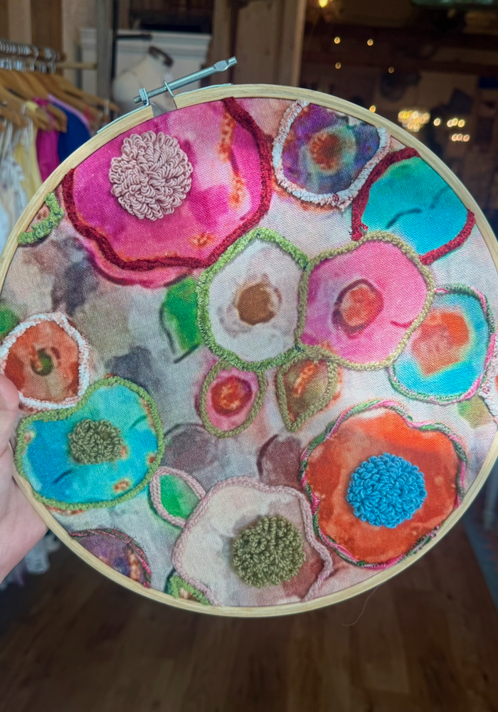 Vibrant Floral Hoop Art