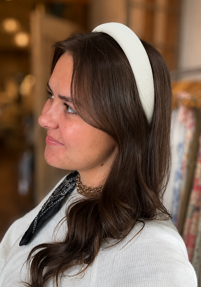 Cream Leather Headband