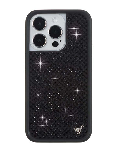 Wildflower iPhone case 14 Pro Rhinestone Black Cute