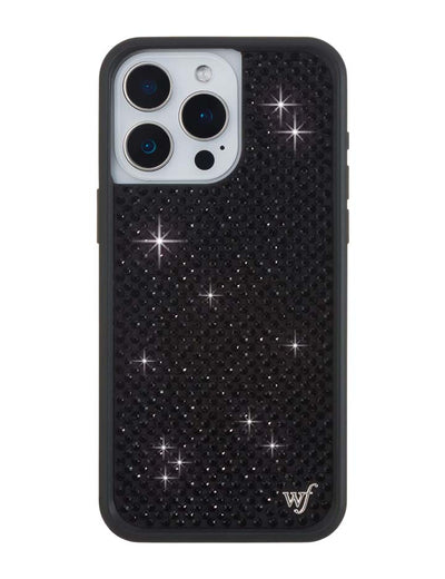 Wildflower iPhone case 15 Pro Max Rhinestone Black Cute