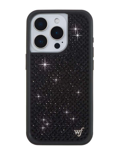 Wildflower iPhone case 15 Pro Rhinestone Black Cute