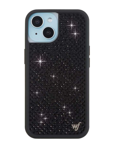 Wildflower iPhone case 15 Rhinestone Black Cute
