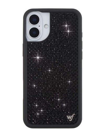 Wildflower iPhone case 16 Plus Rhinestone Black Cute