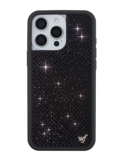 Wildflower iPhone case 16 Pro Max Rhinestone Black Cute