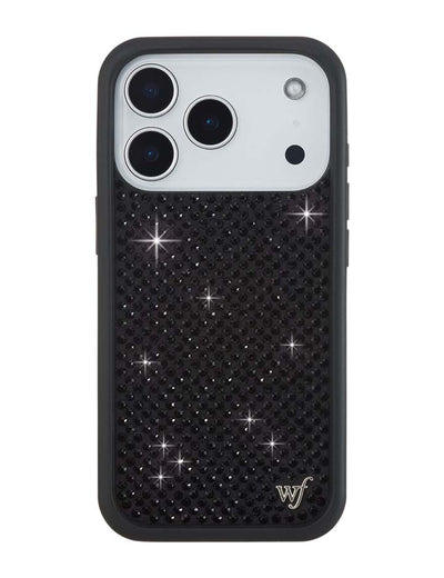 Wildflower iPhone case 17 Pro Rhinestone Black Cute
